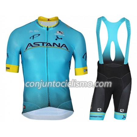 Conjunto Maillot + Culotte Corto con tirantes 2018 Astana Pro Team N001